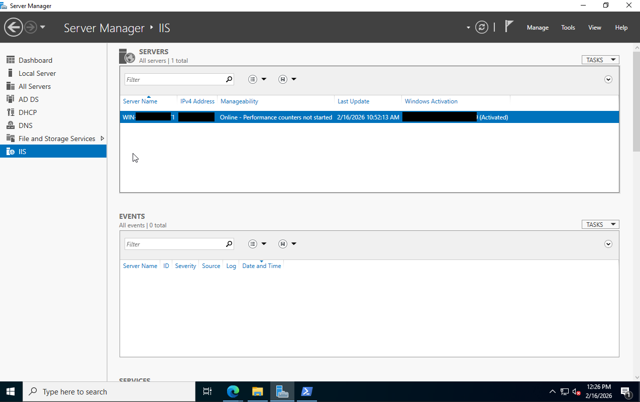 IIS role installation screenshot